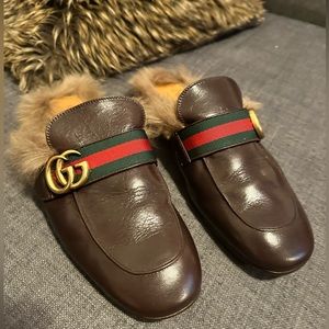 Gucci Princetown Fur Leather mule